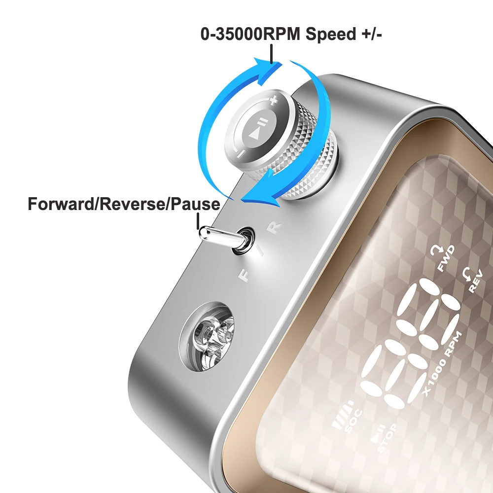 Macchina per manicure professionale senza spazzole da 48 W 35000 giri/min Display HD Levigatrice per unghie portatile da tavolo Trapano per unghie a basso rumore