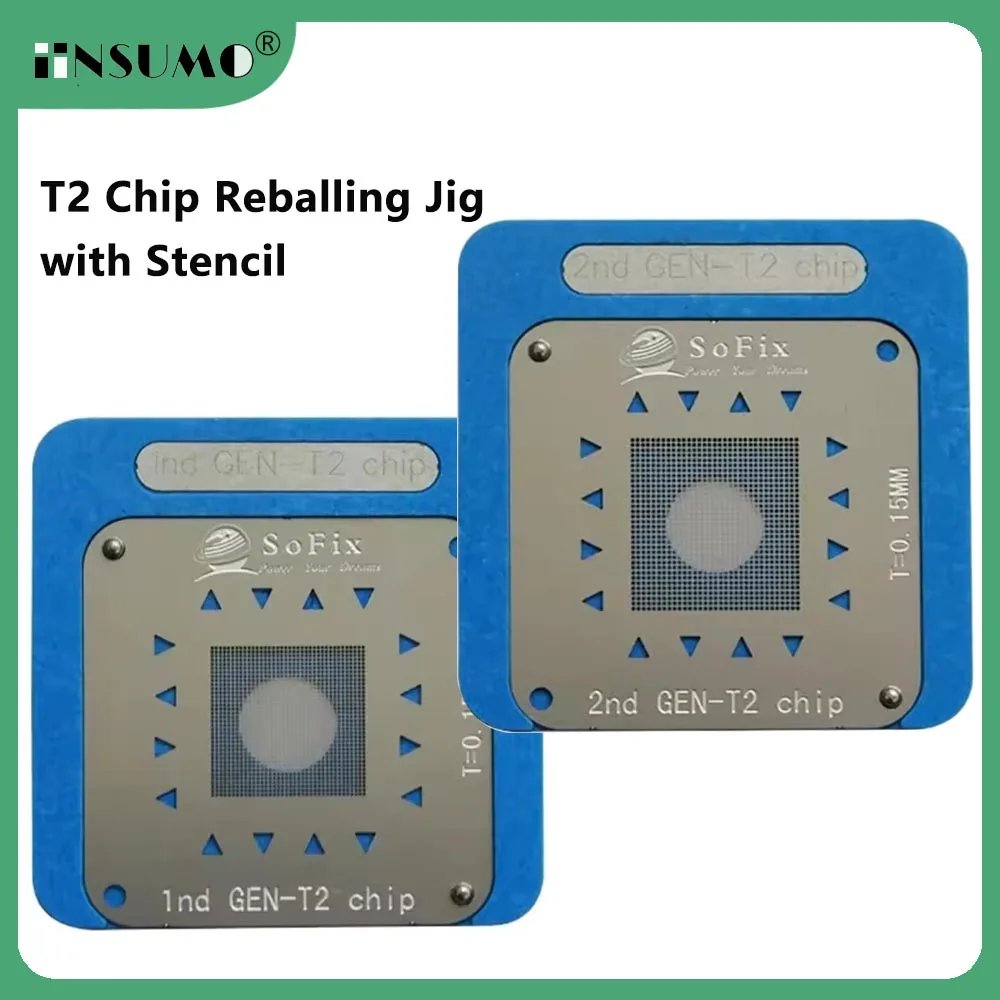 

Sofix Logic Board BGA reballing Magnetic T2 Chip Reballing Jig with Stencil SoC H9M BGA Reballing Kit for Macbook Repair Tool
