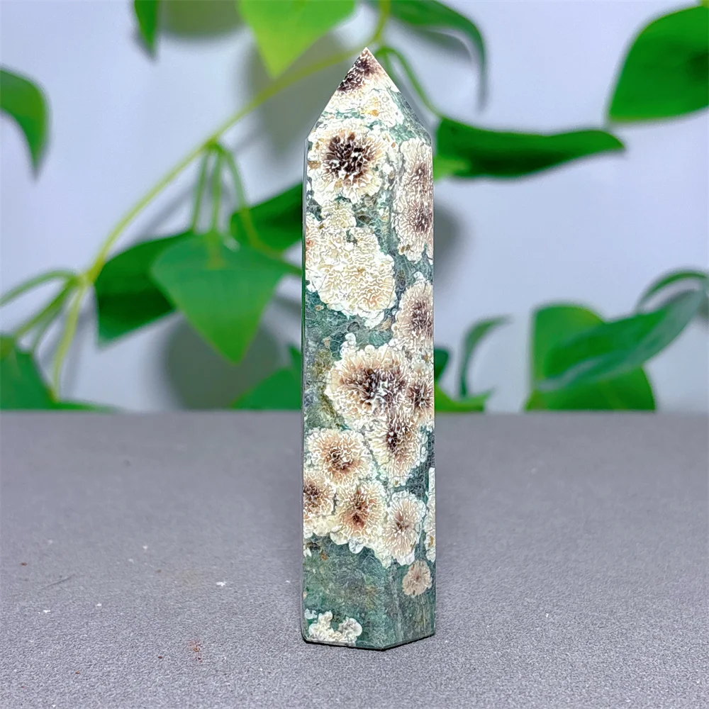 Sakura Jasper Tower Wand Crystal Natural Stone Quartz Stone Minerals Home Decoration Reiki Craft Gifts Energy Healing Luck Love