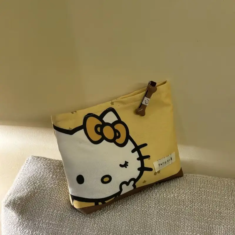 لطيف سانريو مرحبا كيتي فتاة حقيبة مستحضرات التجميل Kawaii عالية السعة المحمولة السفر سستة حقيبة التخزين لطيف سماعة حقيبة محفظة نسائية للعملات المعدنية