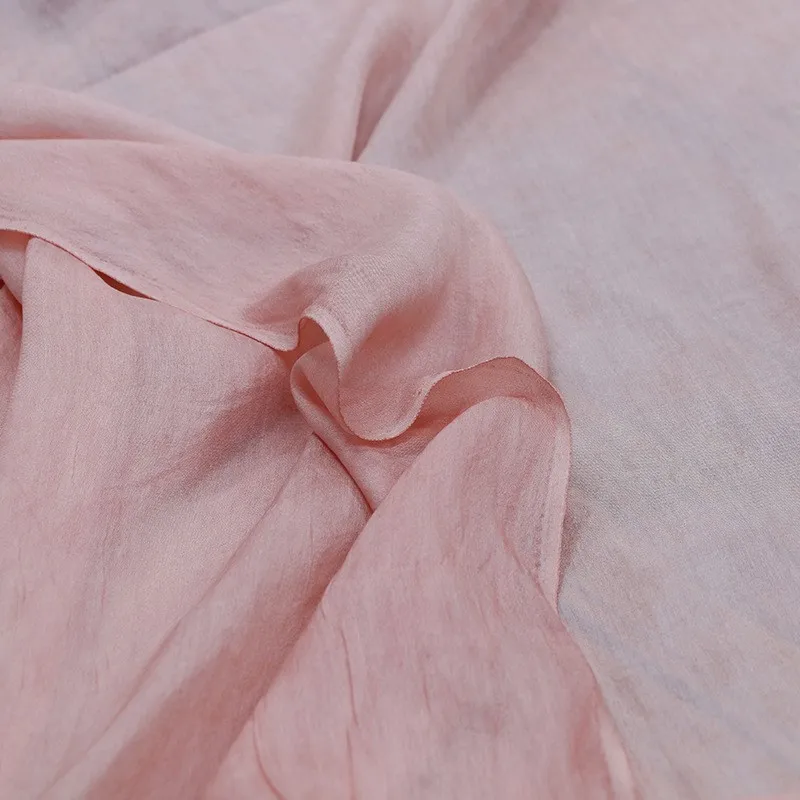 12MM natural silk tussah dirt-dyed and stir-fried fabric spring summer thin transparent artistic style clothing design