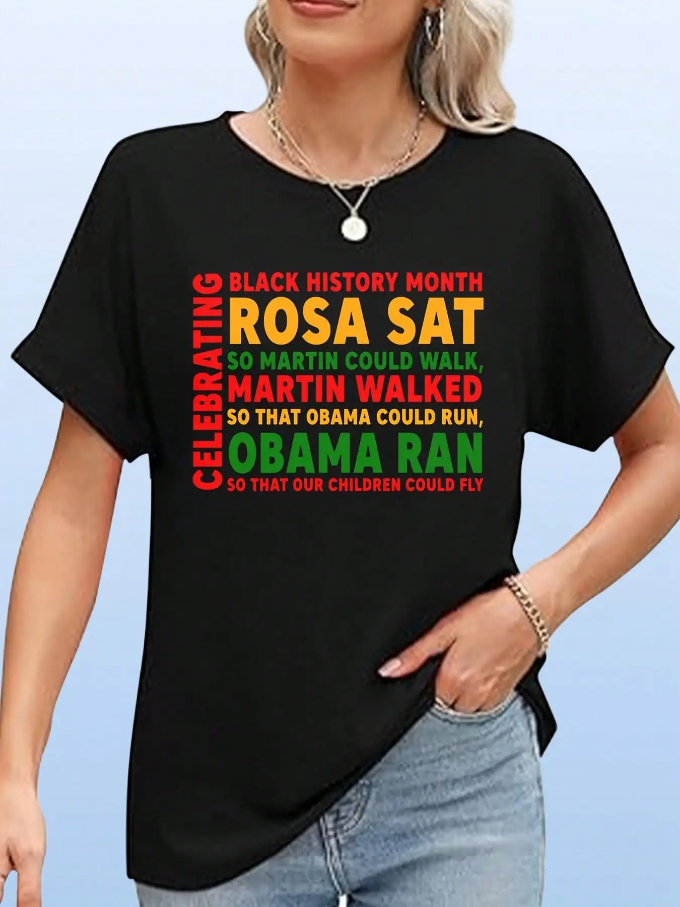 [高速到着] 220g プリントラウンドネック女性、祝月シャツ、ジューンティーンスシャツ、人権シャツ、アフリカ系アメリカ人