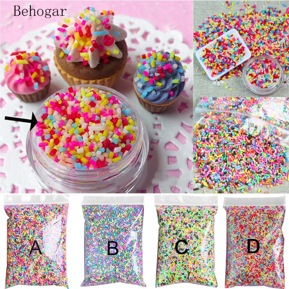 

Behogar 100g DIY Polymer Clay Fake Candy Sweets Sugar Sprinkle Decorations for Fake Cake Dessert Simulation Food Dollhouse