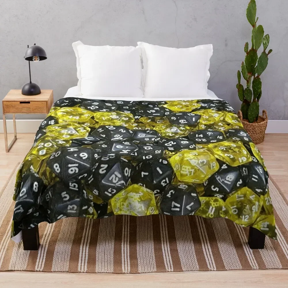 

D20 DICE (black and yellow) 20 sided Icosahedra Throw Blanket Giant Sofa Blankets For Bed Polar Blankets