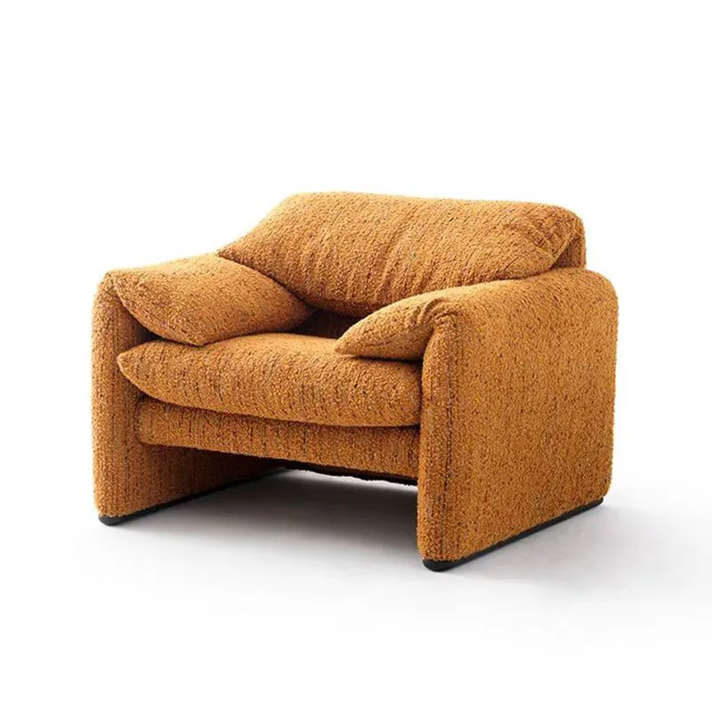 French retro high backrest medieval fabric living room single sofa straight row sofa