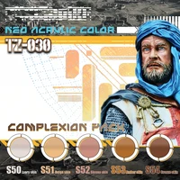 6 botellas/juego de pigmento de resina a base de agua, TZ-030, Esquema de Color de piel de personaje, modelo de pigmento DIY, pintura verde ecológica