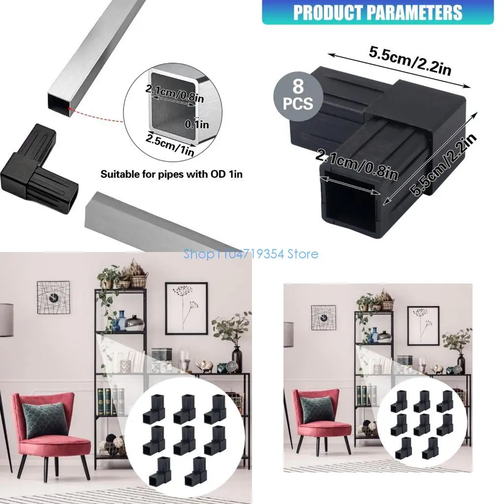 0XLD 8Pcs Plastic Square Tube Connector Replacement Connection Fastener Enduring