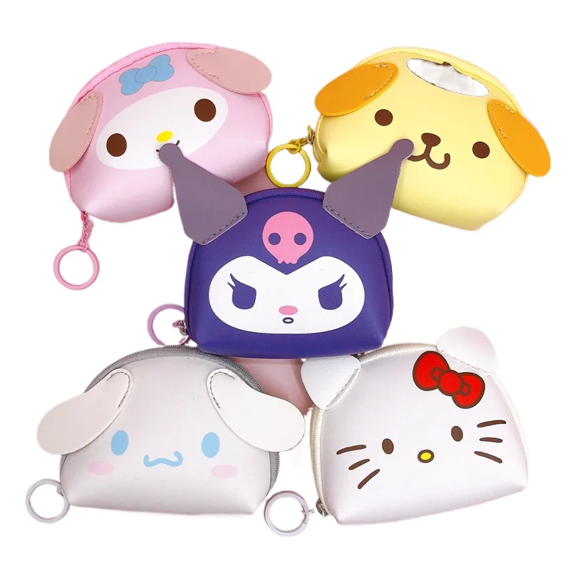 

Мини-сумка из искусственной кожи с мультяшной головой, милая маленькая сумка для мелочи в стиле каваи, свободный кошелек, сумка для карт, подвеска для школьной сумки.