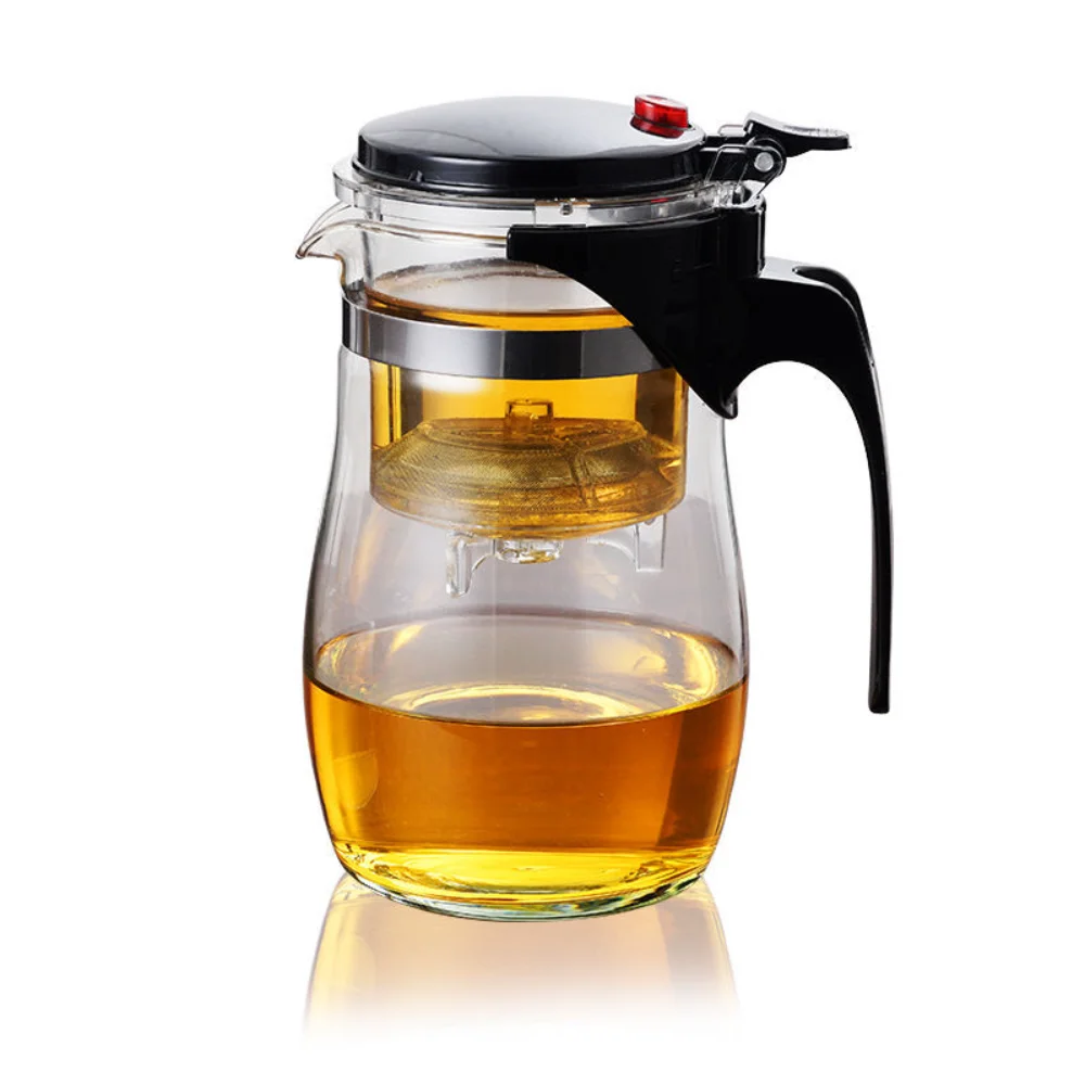 

Multi-purpose Teapot One-key Filter Tea Making Glass Teapot with Stainless Steel Infuser Insulation Container Teapot