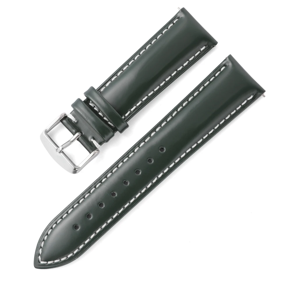 Oil Cordovan Watch Band 18mm 19mm 20mm 21mm 22mm Genuine Leather Watch Strap Women Men Quick Release Watchband Bracelet