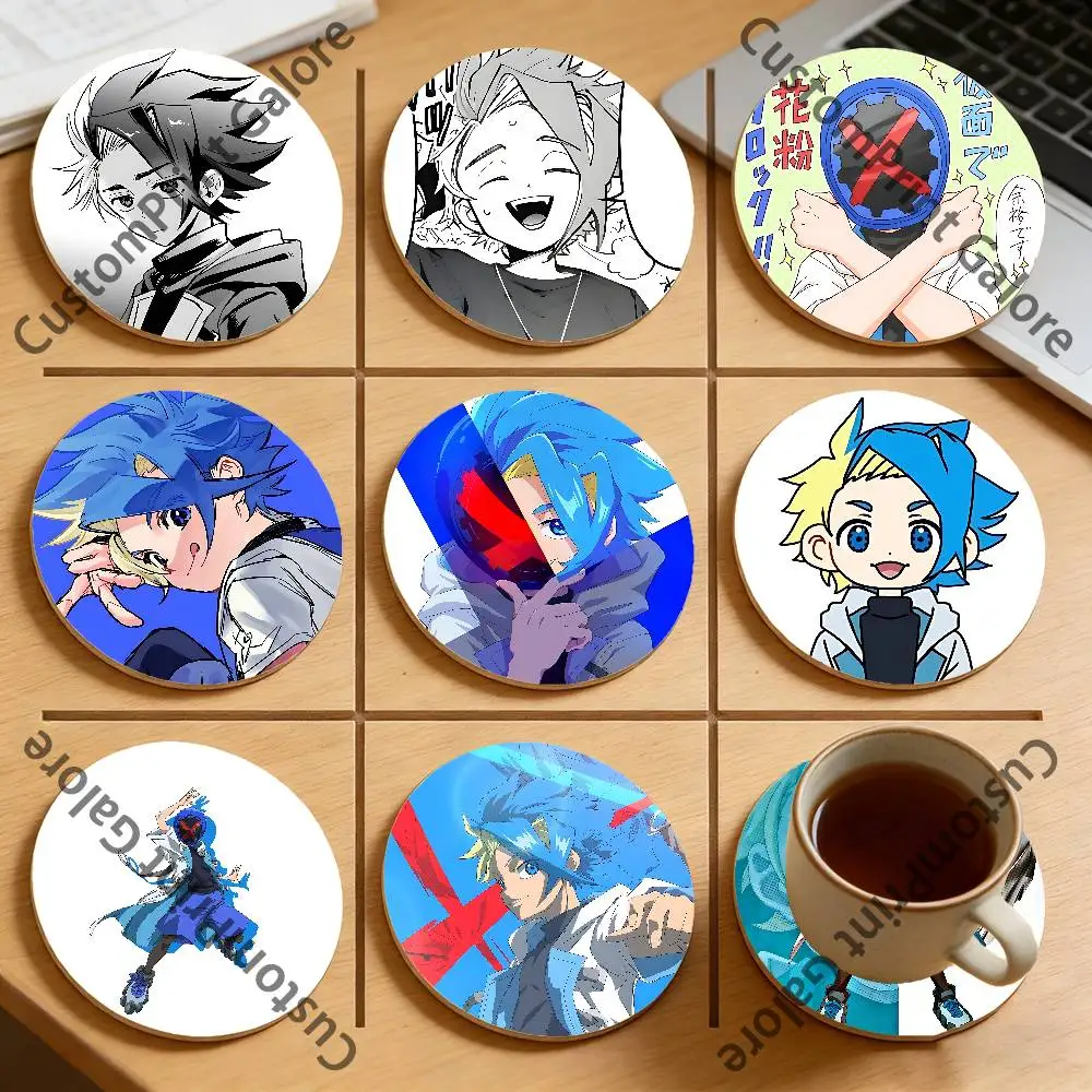 

Jaxon Cross B-Beyblade Round Pine Coasters Durable Reusable Beautiful Home Decor Non-Slip Water-Resistant