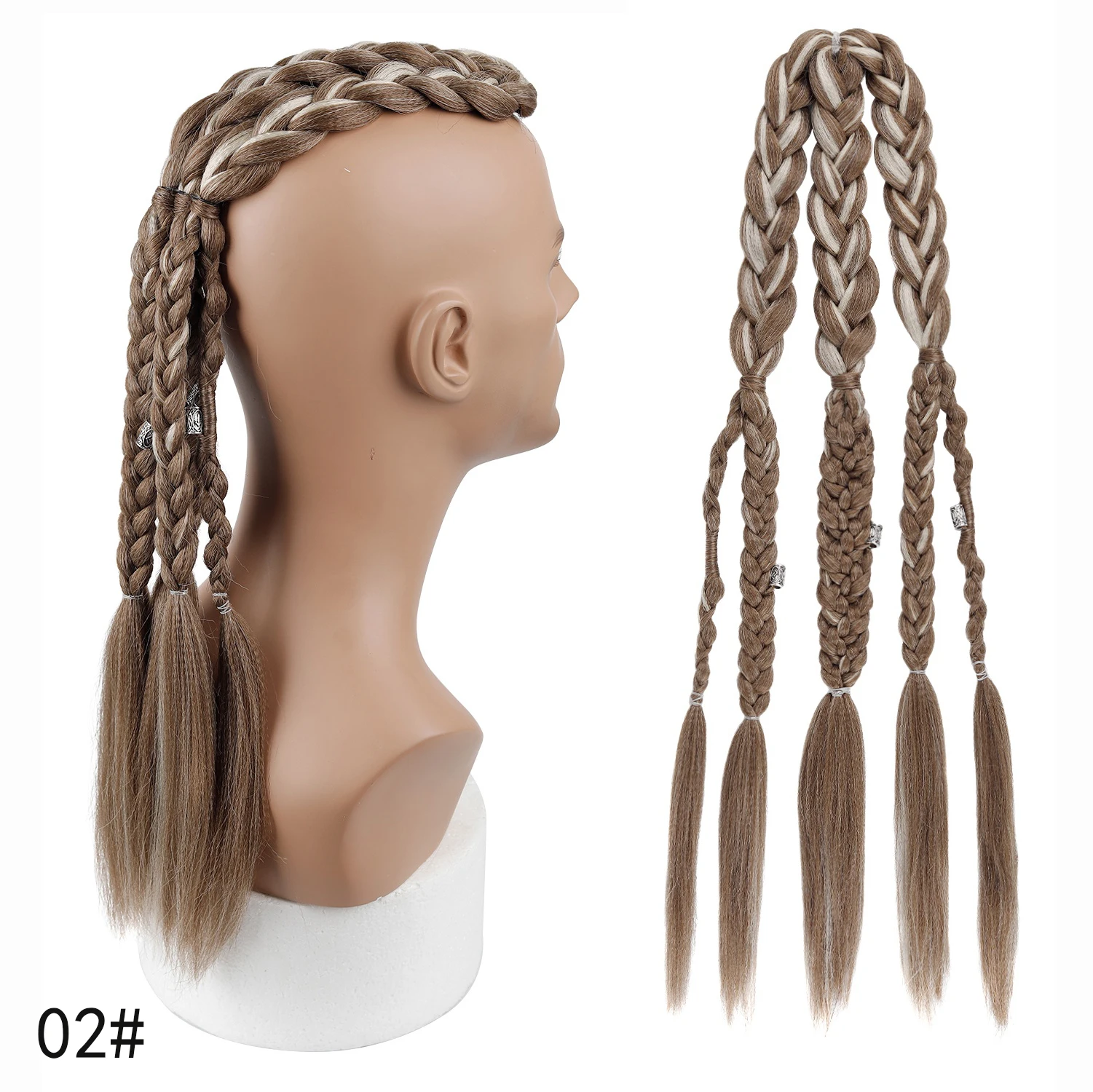 Men's Viking Mohawk Cornrow Braided Ponytail Wig
