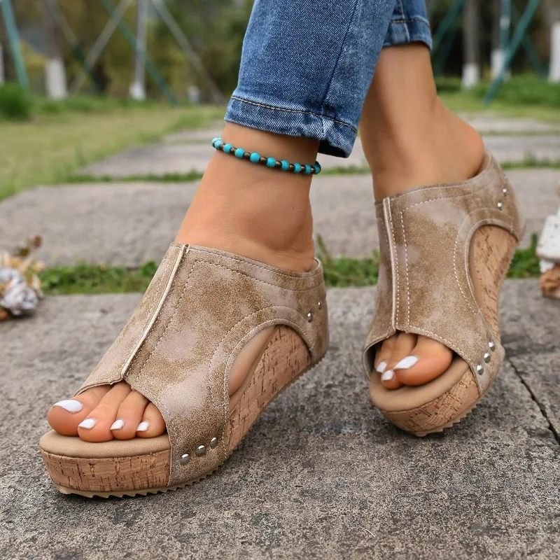 Women's High Heels With Wedges Shoes Woman Platform Sandals Summer Peep Toe Heeled Slippers Sandalias De Mujer_vogvips.com