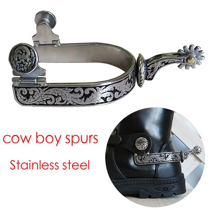 Western Spurs For Men Stainless Steel Horse Spurs For Men Riding Spurs Horse Riding Accessories Horse Roping Spurs With Gear For