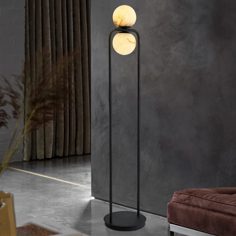 Nordic postmodern marble living room sofa edge floor lamp simple bedroom hotel luxury decoration