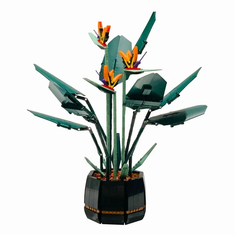 Botanical Collection Bird Of Paradise Eternal Artificial Flower Home Decor Potted 10289 Building Blocks Bouquet Girls Gift Toys