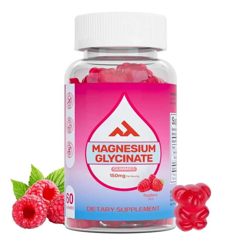 

Magnesium Glycinate Gummies, Suitable for Relaxing, Relieving Stress, Muscles, and Bones (raspberry, 60 Capsules)