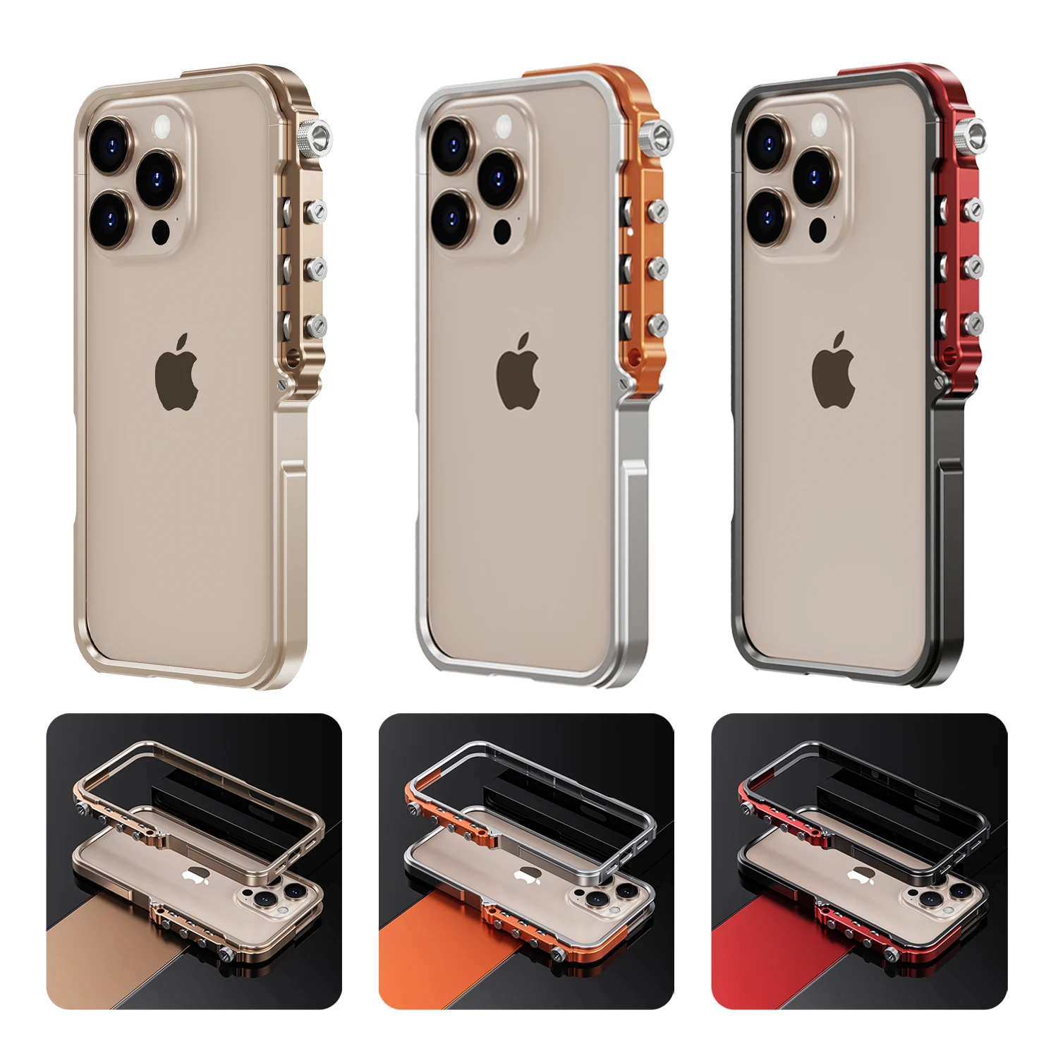 Mechanical Style Full Metal Shockproof Drop-proof Case for iPhone 16 Pro Max 15/ Minimalist Mecha Personalized Design Shell