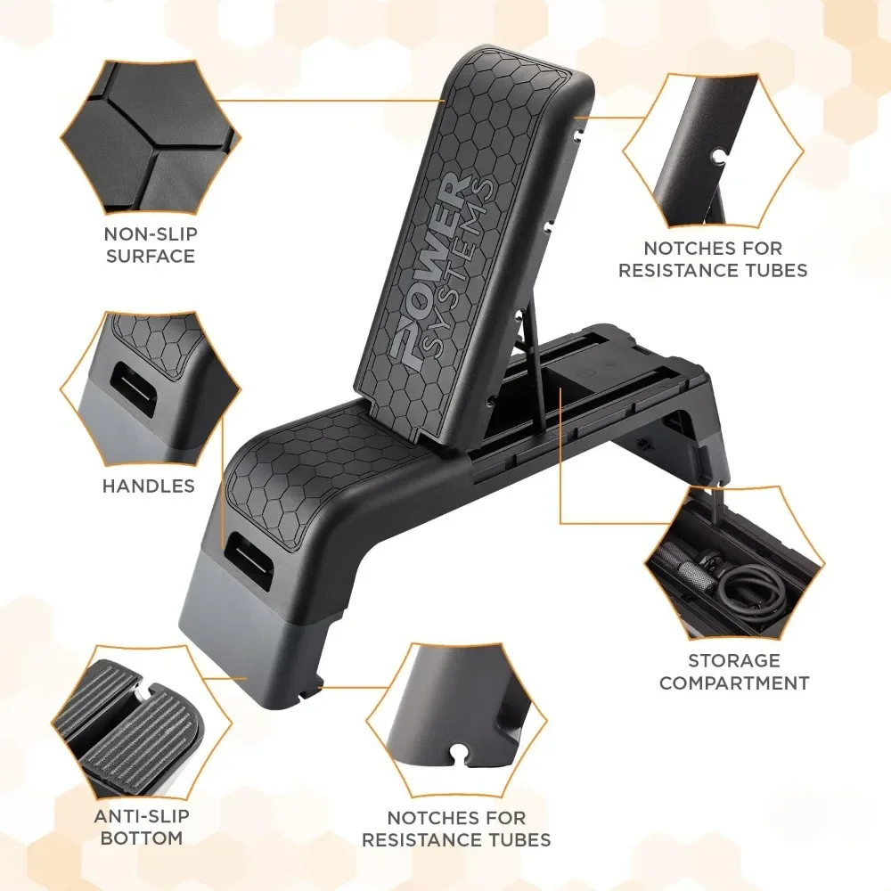 Multi-functional 2-in-1 Step Bench & Weight Bench. Adjustable Height for Home Gym, Aerobic, Plyometric & Strength Training.