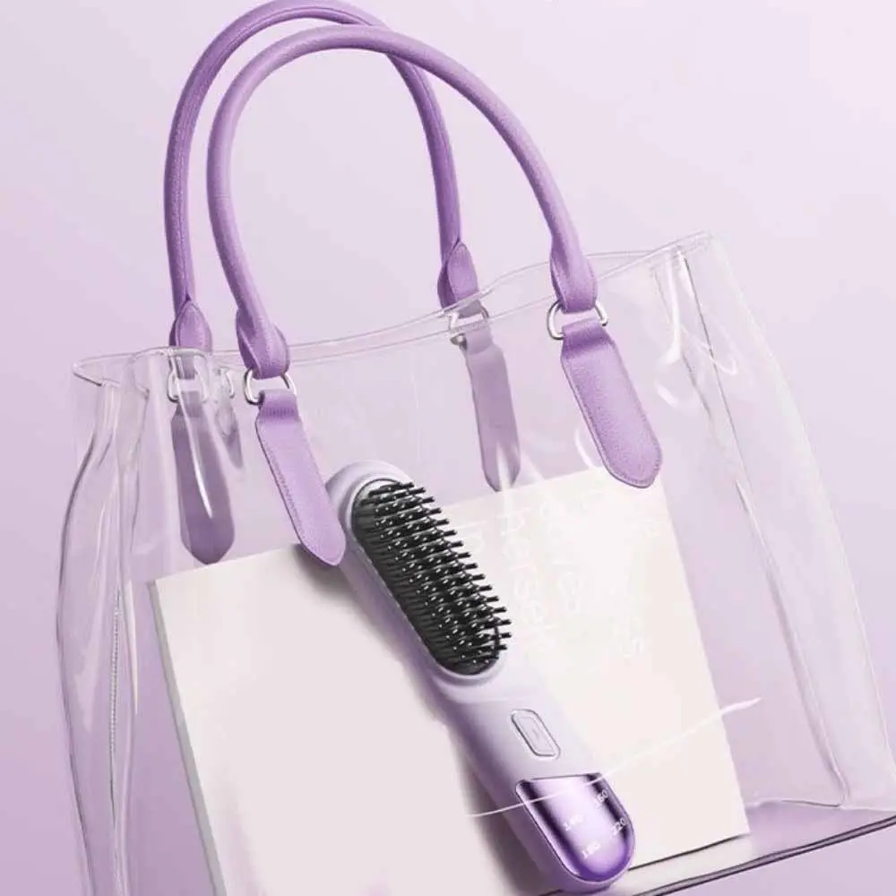 

USB Rechargeable Wireless Hair Straighteners Anti-Scald Design 4-Levels Temperature Electric Hair Brush Heated