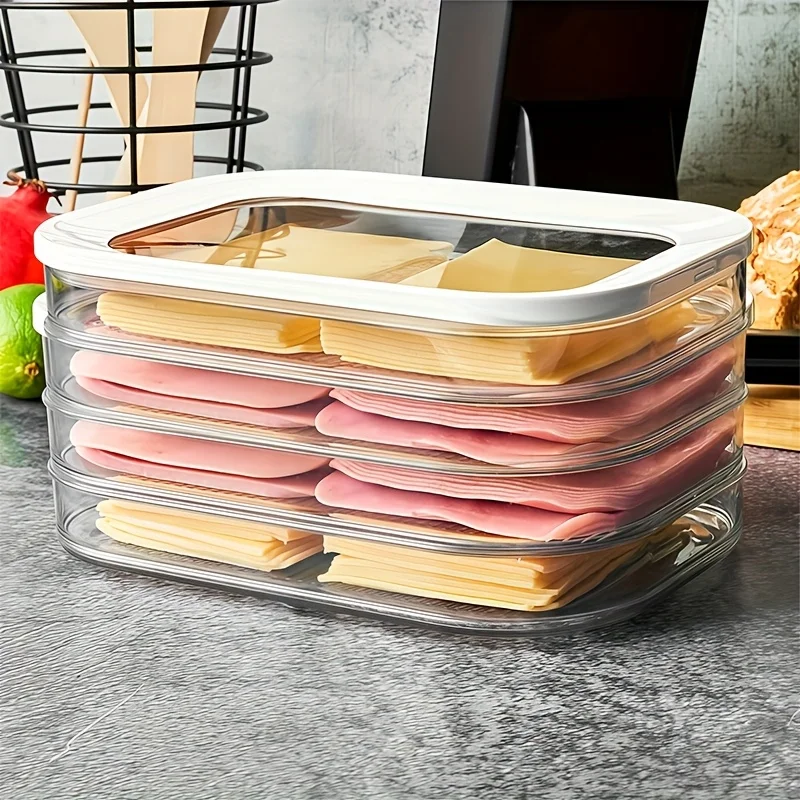 1-Pack Stackable Storage Containers - Leakproof Design for Cheese, Beef Rolls, Shrimp - Reusable PP Food Storage Containers