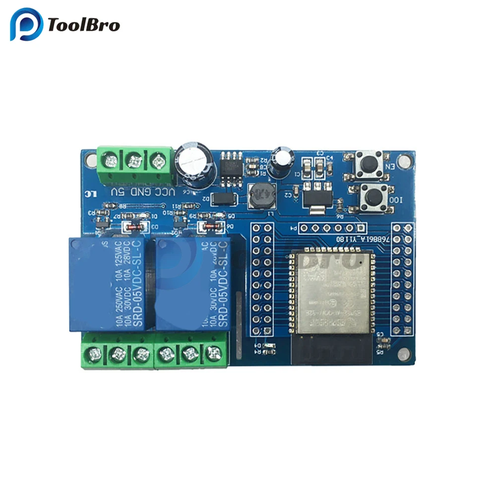 ESP32 5V 12V Relay Board Dual Channel Wireless WIFI Relay Module ESP32-WROOM Development Board DC5-60V for Arduino Power Supply