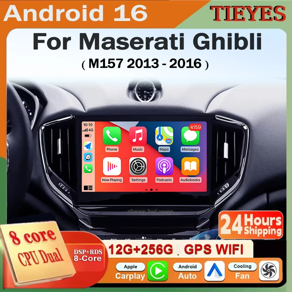 

Автомагнитола Android 16 с CarPlay и Auto, навигацией, мультимедиа, QLED-дисплеем и GPS для Maserati Ghibli M157 2013-2016