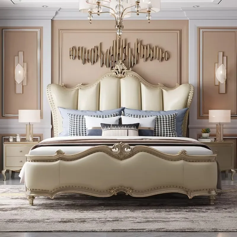 

European Marriage Bed Frame Luxury King Aesthetic Modern Bedroom Bed Frame Queen Cama De Lujo Para Dormitorio Home Furniture