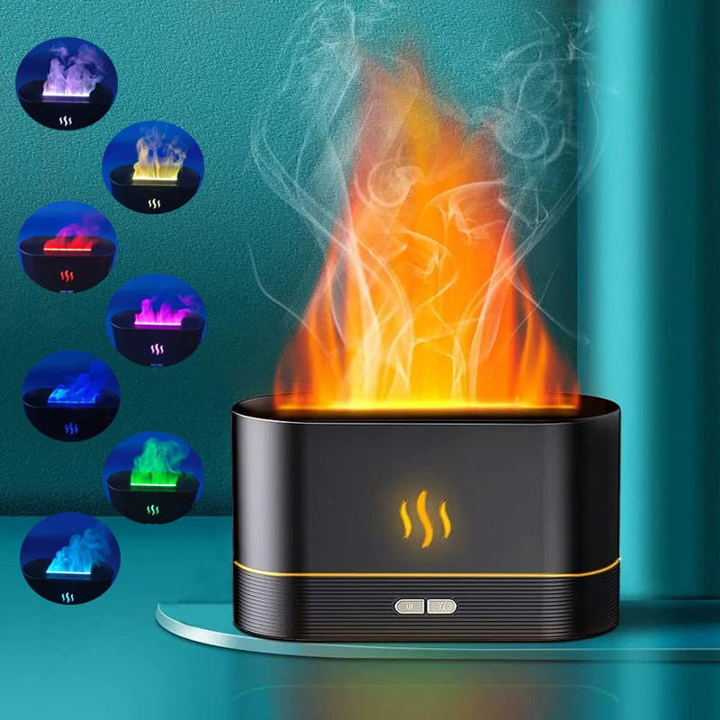 2024 New Flame Air Humidifier USB Aroma Diffuser Room Fragrance Mist Maker Essential Oil Difusors For Home Living Room Office