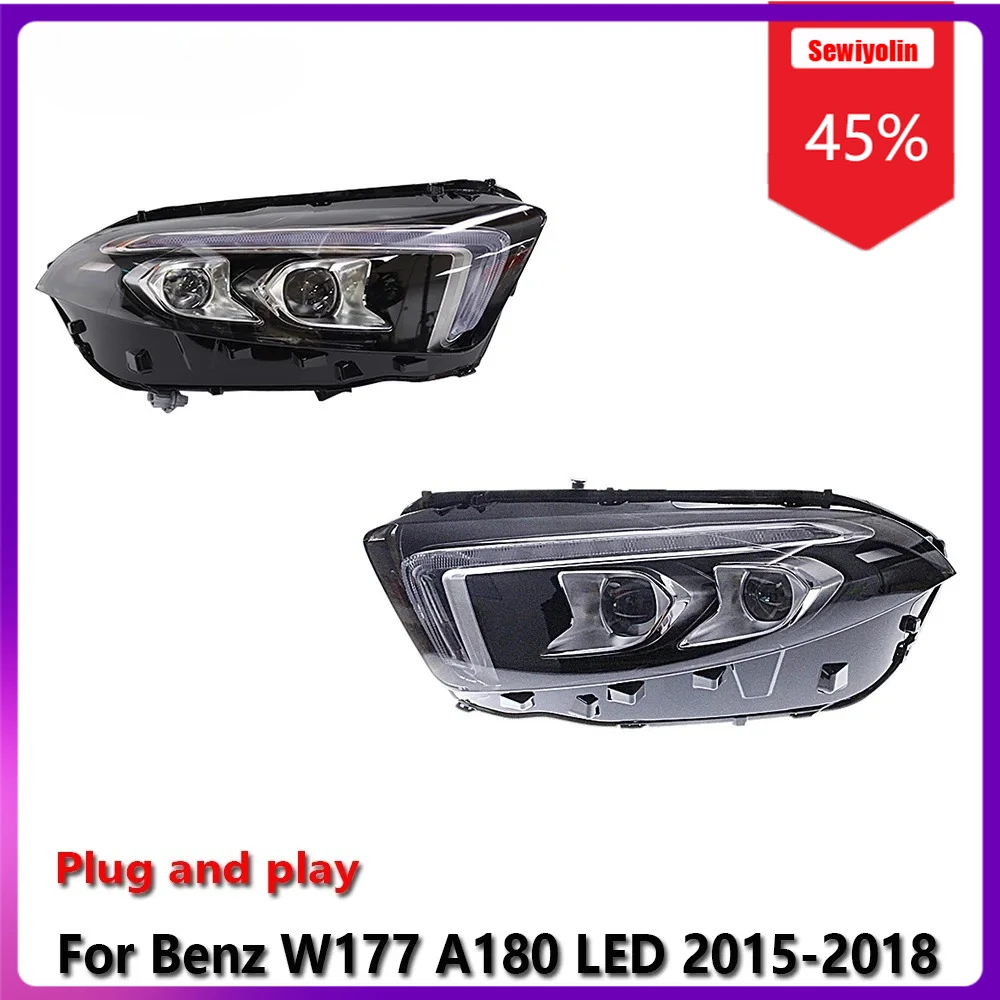 

Sewiyolin Автомобильные светодиодные фары в сборе для Benz W177 A180 Светодиодные лампы 2015-2018 Противотуманные DRL Тормозные указатели поворота Plug and Play