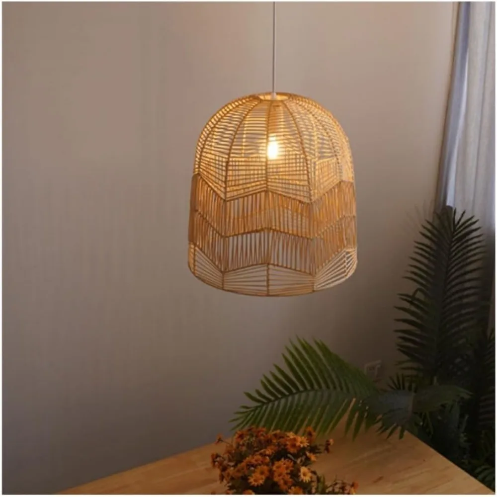 Retro Rattan Pendant Light Japanese Rattan Chandelier Hanging Lamp Bedroom Living Room Dining Room Lamp Bar Home Decoration