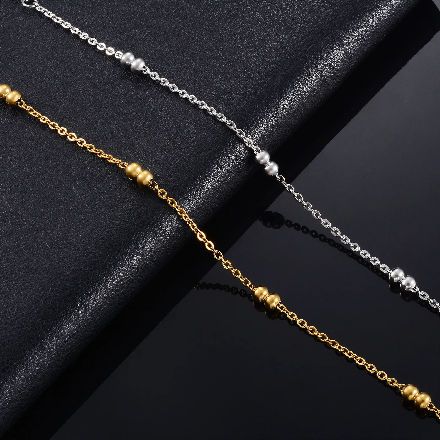 Trendige Edelstahl-Langkette mit kleinen Perlen, O-förmige dünne Ketten, Kugelglieder für DIY-Schmuck – Detail 1