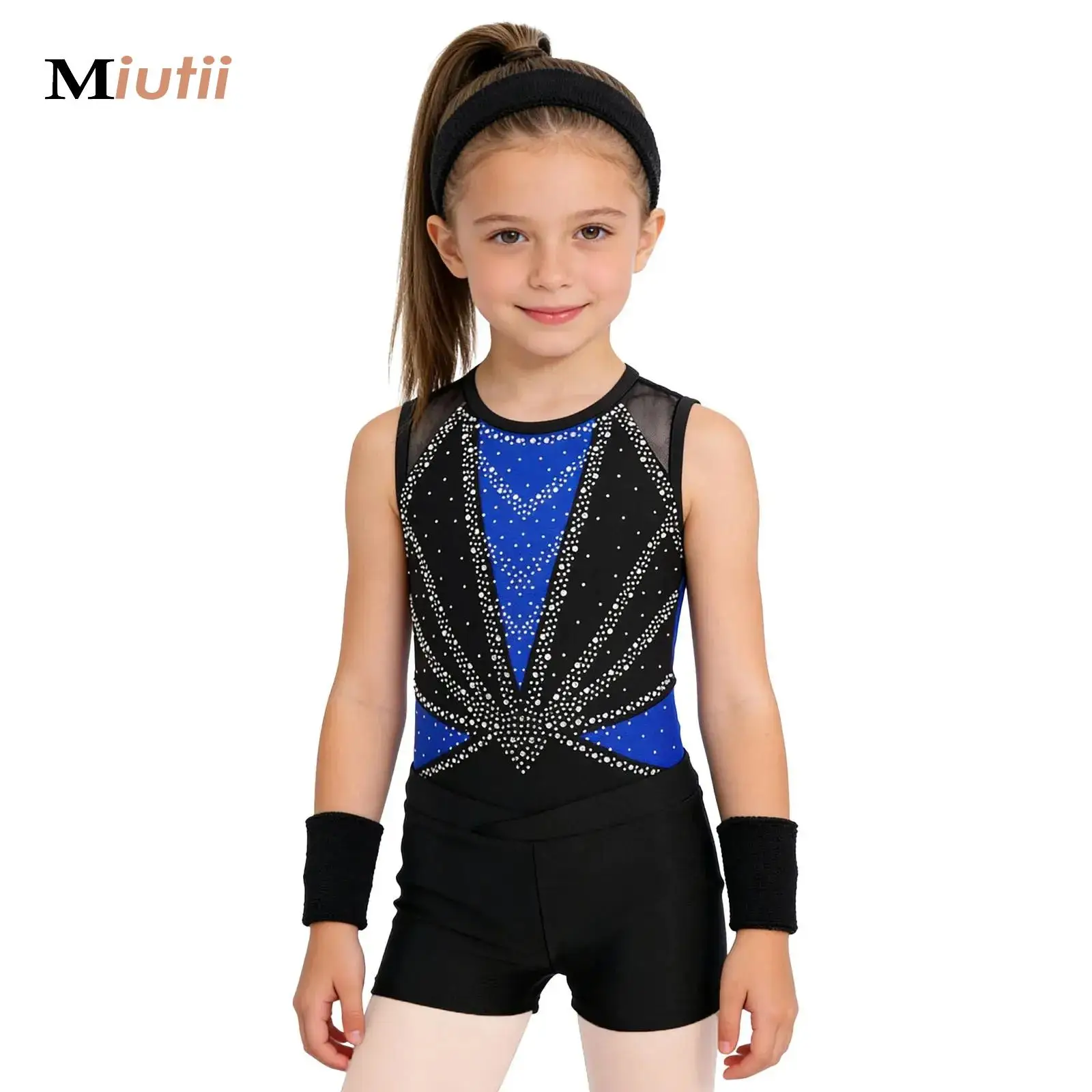 

Girls Rhythmic Gymnastics Dancewear Set Figure Skating Ballet Performance Jersey Leotard Shiny Rhinestones Competition Costume