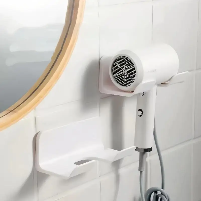 Hair Dryer Storage Rack Non-Perforated Self Adhesive Waterproof Wall Mount Holder for Home Bathroom Organizer