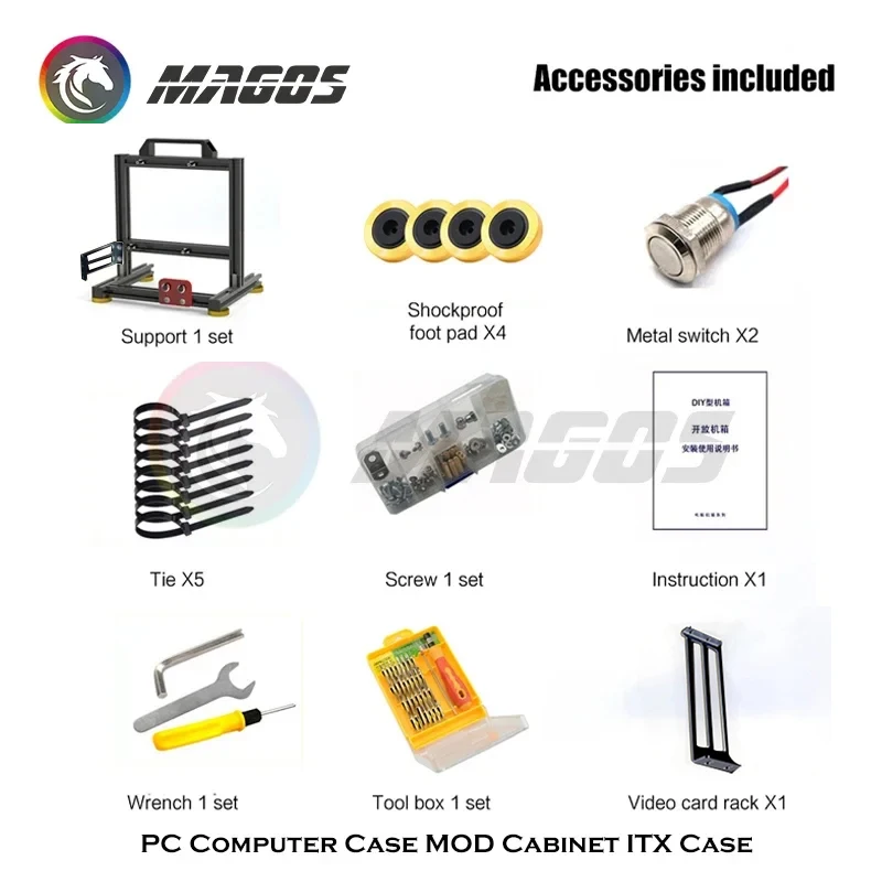 Open Type PC Gamer Cabinet Rack Personalized ITX Desktop Water Cooling MATX Aluminum Alloy Creative Support Vertical Video Card