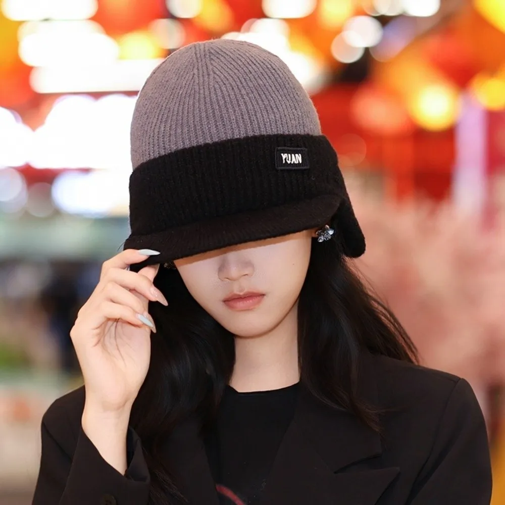 Casquette de Baseball en tricot pour hommes et femmes, Protection polyvalente des oreilles, double ton, épaisse, chaude, pour l'hiver, garde au chaud, pour Couples