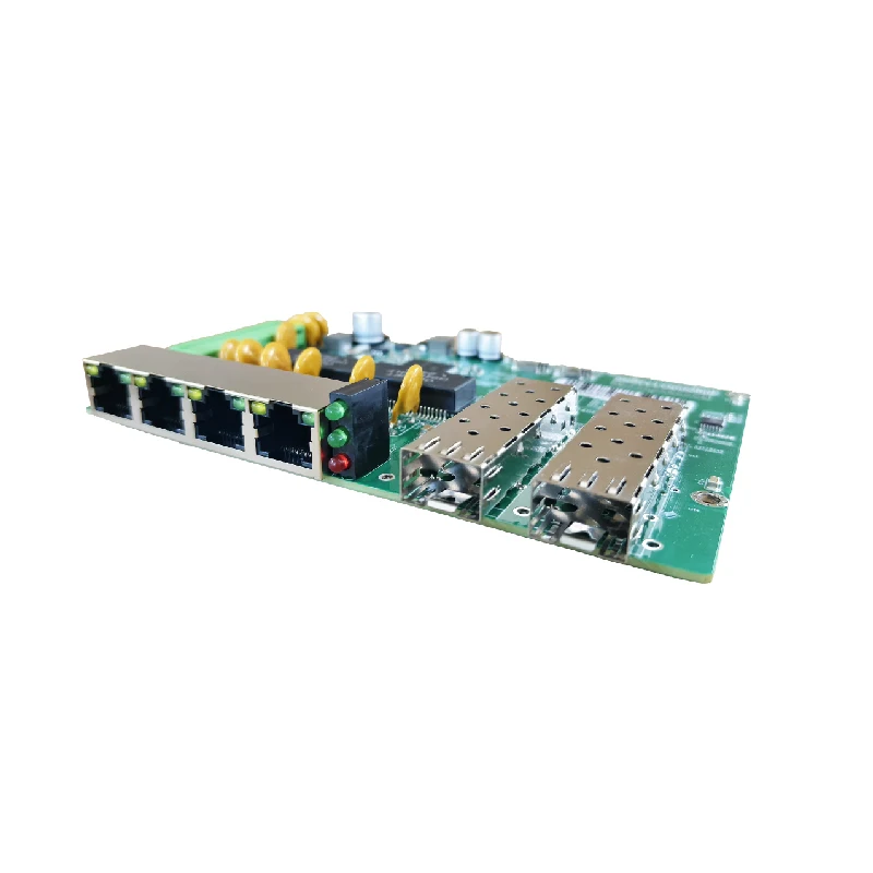 Gigabit industrial grade 2G4E SFP Ethernet switch PCBA board with 2*1000Mbps SFP ports+4*1000Mbps RJ45 ports