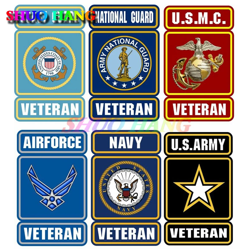 U.S. Military Veteran with Logo Choose Branch Soldier Bumper Car Sticker Vinyl Decal Car Bumper, Motorcycle Helmet, Racing