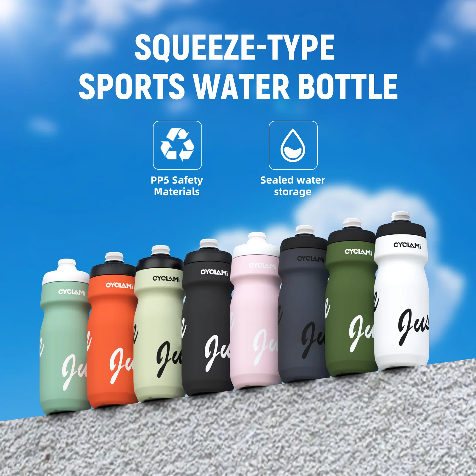 Image of CYCLAMI 650 ml Fahrrad-Wasserflasche, auslaufsicher, zusammendrückbares Design, geruchlos, PP5-Material, Camping, Wandern, Sport, Fahrrad, Wasserkocher