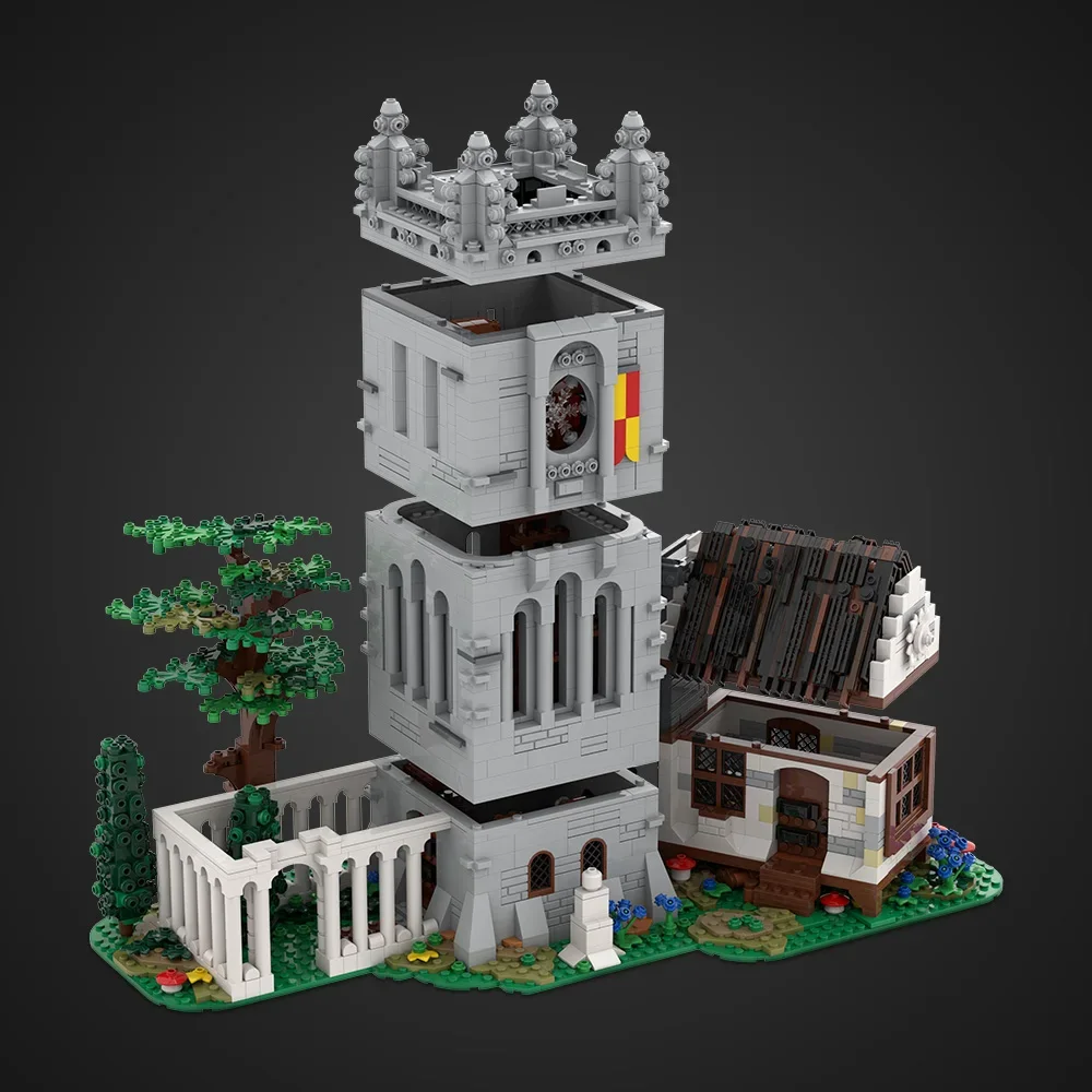 

MOC Modular Medieval Library Building Blocks Model Medieval Library Architecture Street View Bricks Assembly Toys Kids DIY Gifts