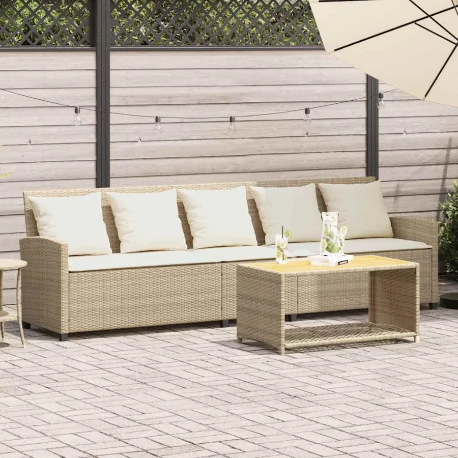 

Garden Sofa Beige PE rattan 5seater UVresistant materials