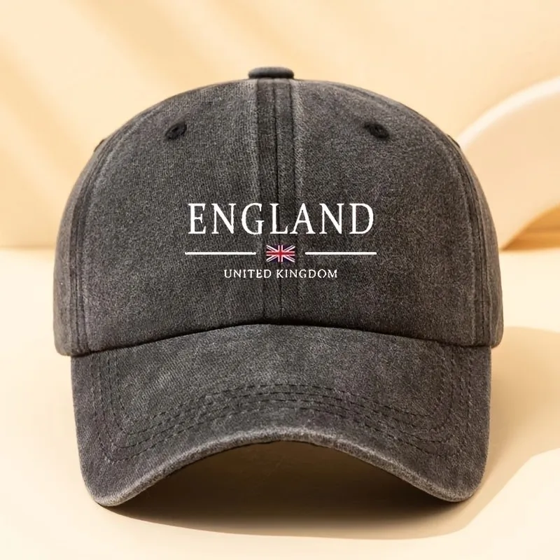 England United Kingdom Flag Denim Baseball Cap Washed Cotton Casual Adjustable Adult Hat