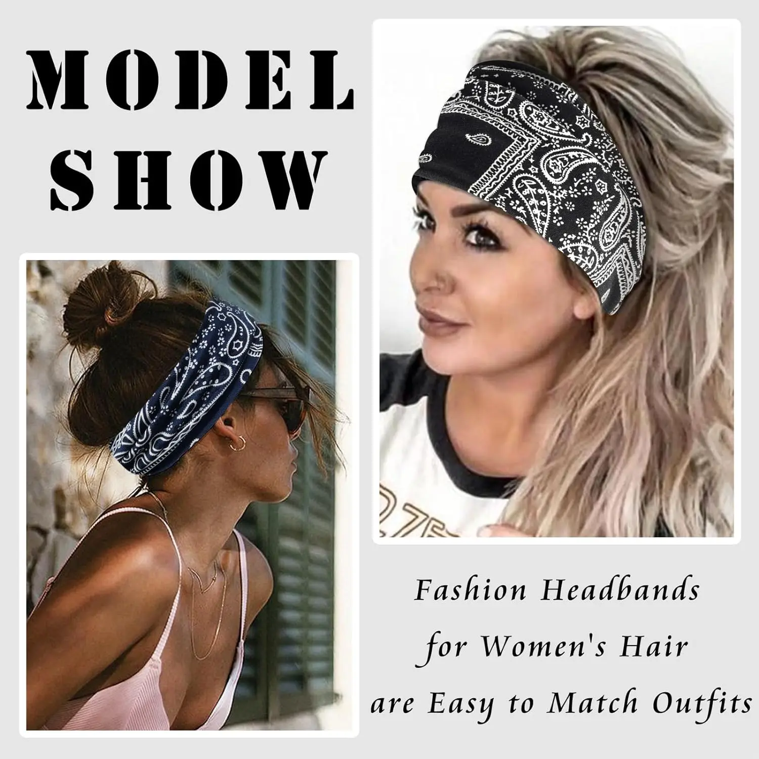 Wide Headbands For Women Pesley Woman Hairbands Retro Headband Tie Hair Band Fashion Bandanas Headwear Turbans Hair Accessories