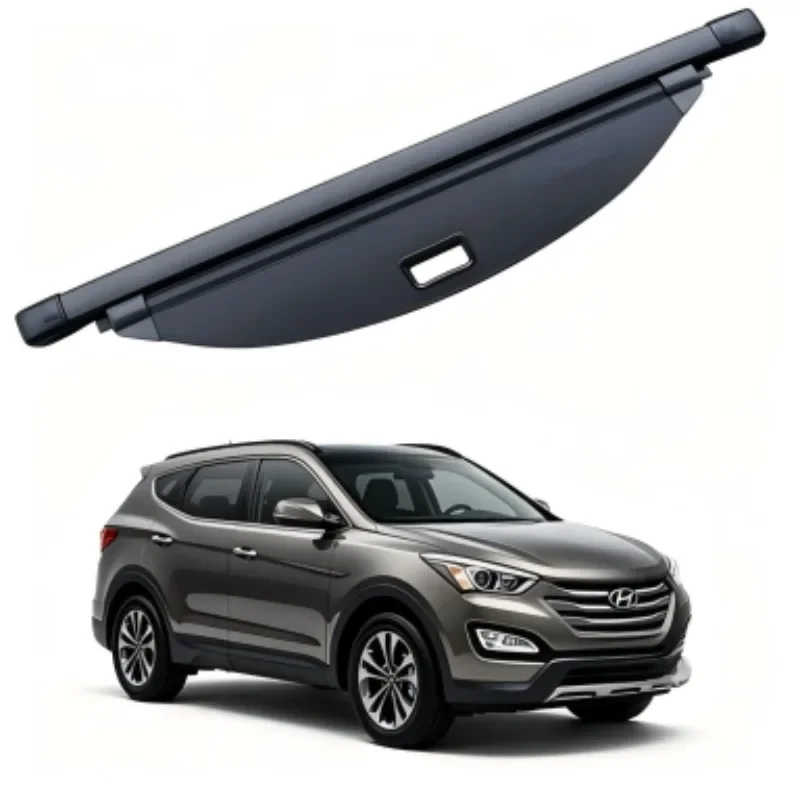 Car Trunk Cargo Cover, Rear Parcel Shelf Shade Shield, Luggage Privacy Blind for Hyundai Santa Fe 2017-2018