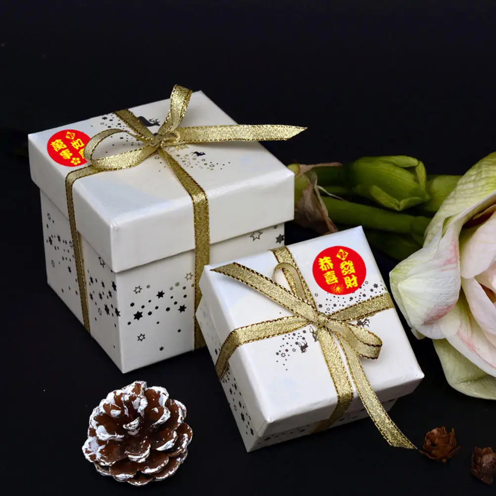 

2pcs 2 Rolls Red Gold Spring Festival Sticker Decor For Gift Wrapping Sealing Label Party Bag Packing New Year Adhesive Stickers