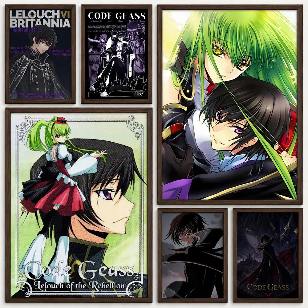 Anime Code Geass Poster Self‑Adhesive Waterproof PP Poster Coffee House Bar Wall Art Sticker Room Home Decor