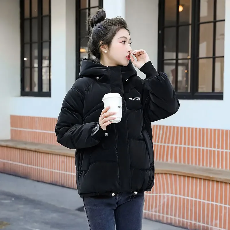 2024 Autumn Winter New Down Cotton-Padded Jacket Coat women's Outwear Wash-Free Warm Thicke Parka Short Hooded Cotton Coat