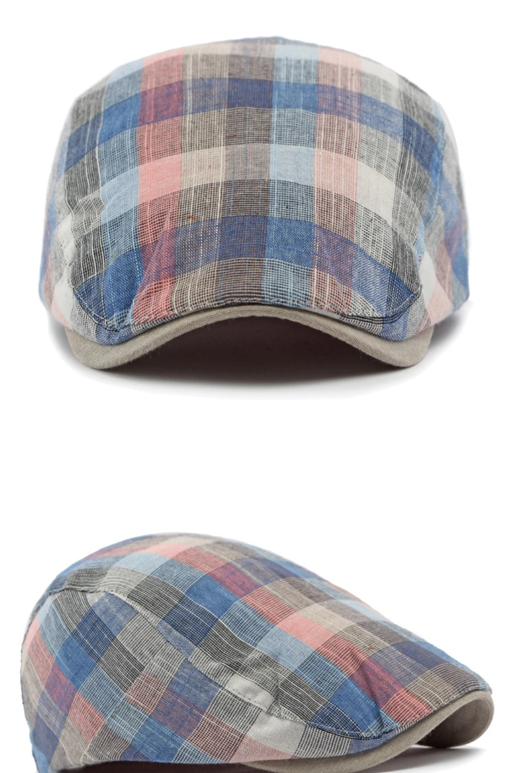 HT4629 Herren- und Damen-Baskenmützen, Vintage Künstler- und Malermütze, Karierte Baskenmütze, Verstellbare Ivy-Flatcap für Männer und Frauen, Frühling/Sommer 2026 Baskenmütze – Detail 9
