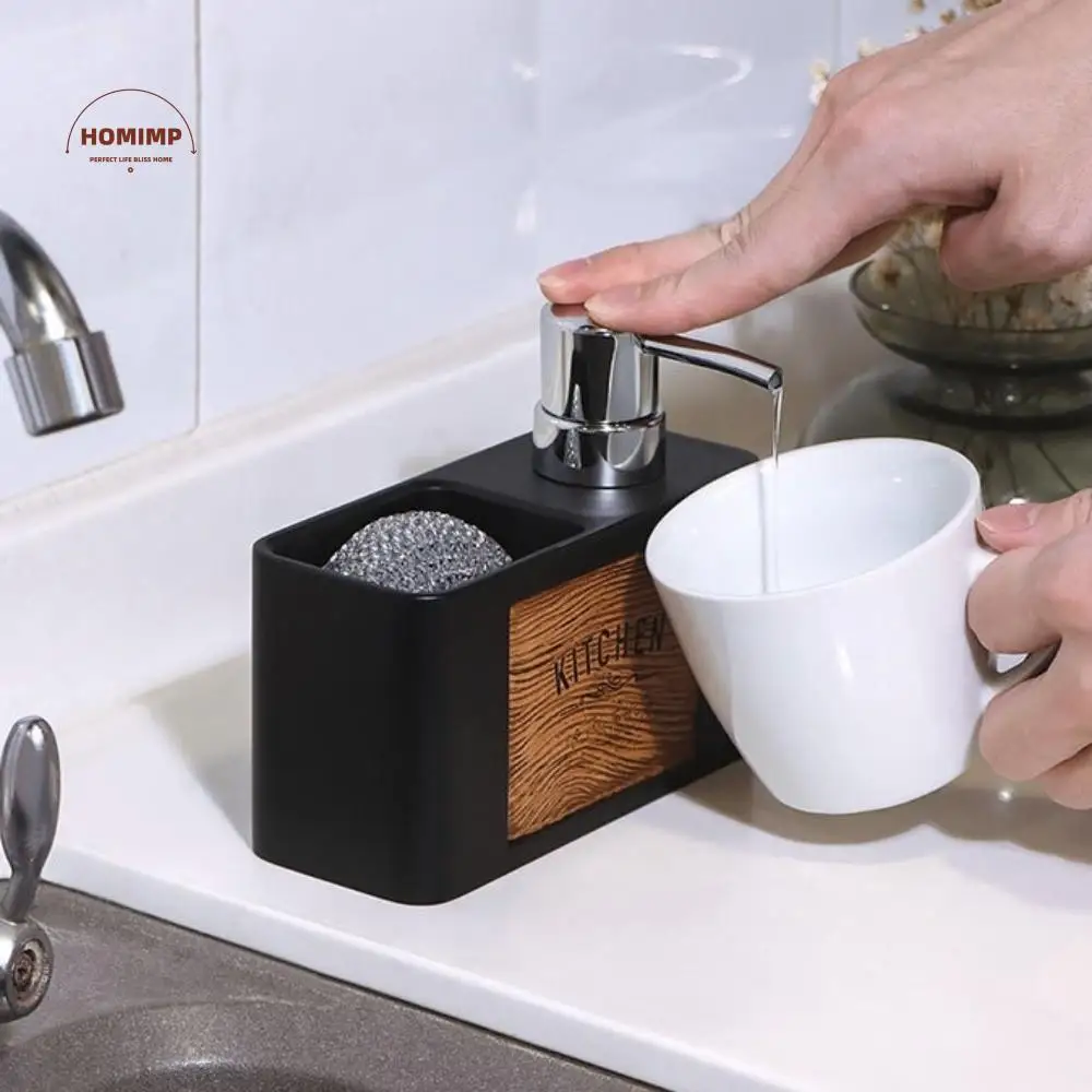 

Multifunctional Pump Head Kitchen Soap Dispenser ABS 160ml Sponge Holder Sink Organizer Press Liquid Soap Dispenser Restaurant