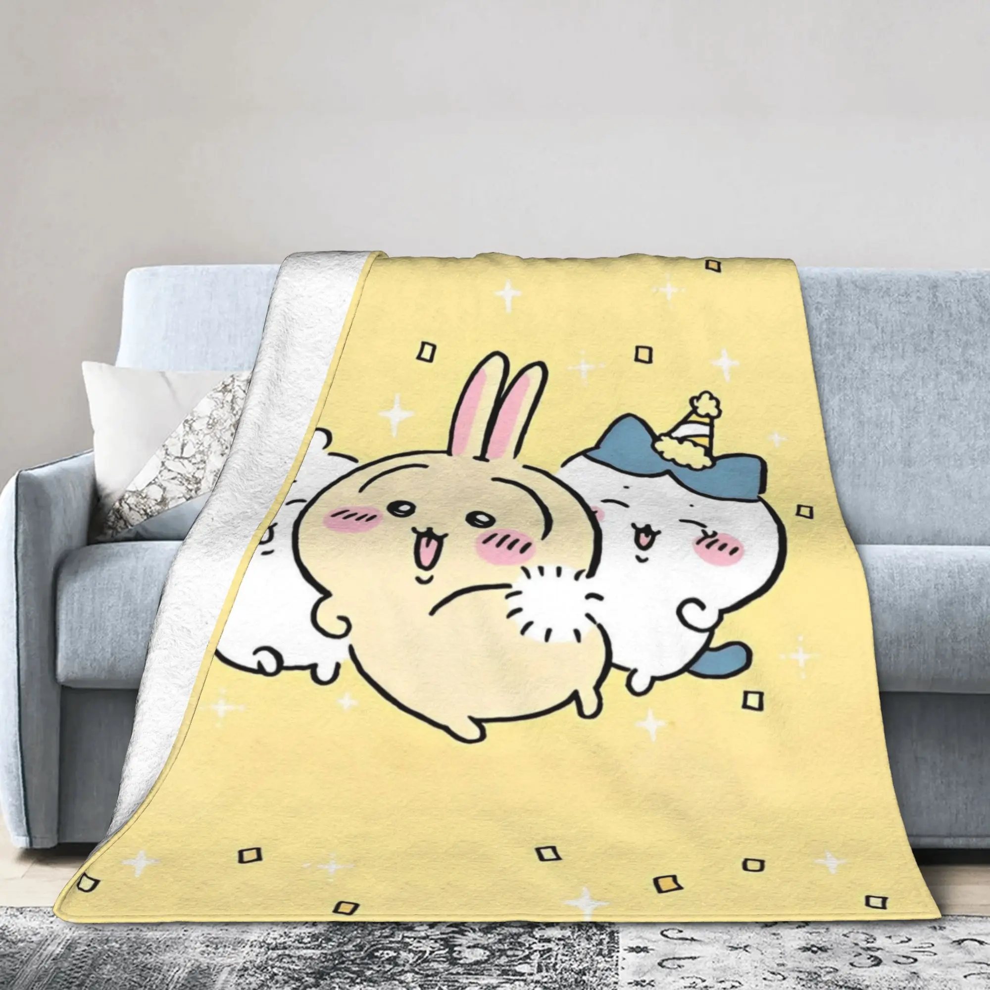 Chiikawas Cartoon Blankets Velvet Summer Air Conditioning  Portable Super Warm Throw Blanket for Bedding Outdoor Bedding Throws